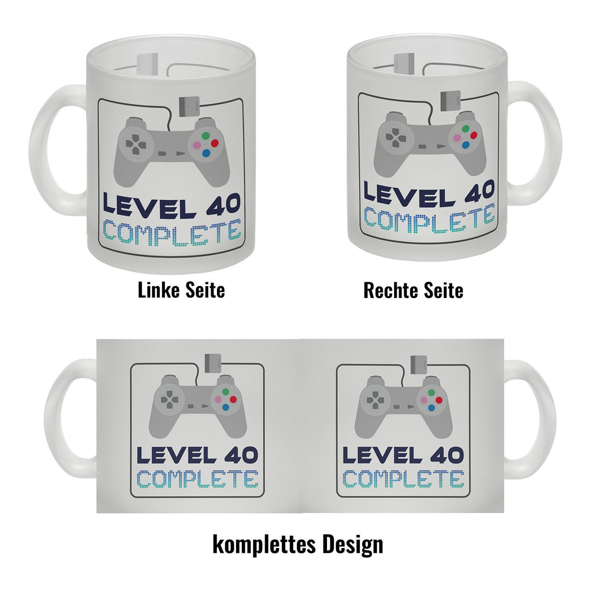 40. Geburtstag Kaffeebecher mit lustigem Spruch: Level 40