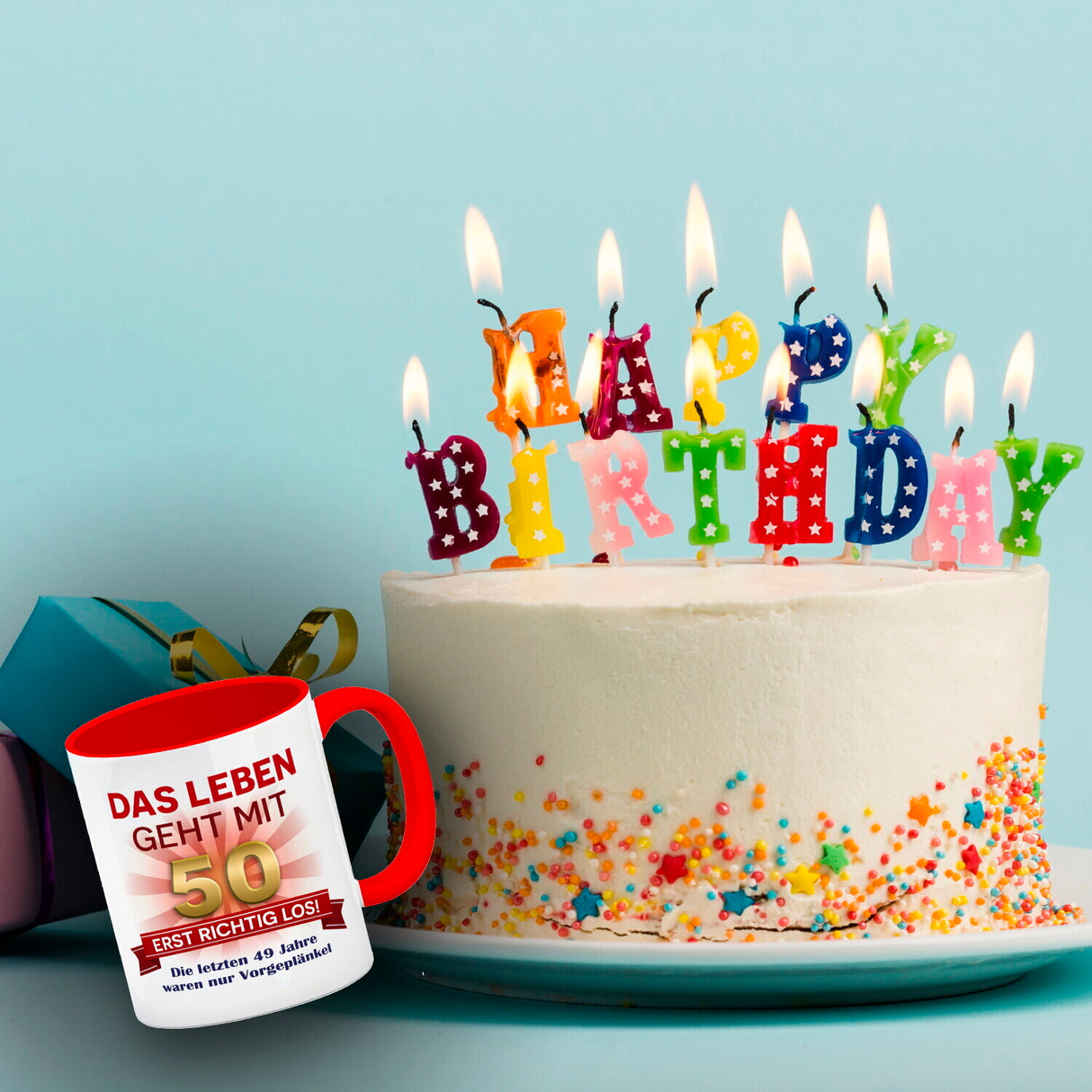 50. Geburtstag Kaffeebecher mit lustigem Spruch: Vorgeplänkel