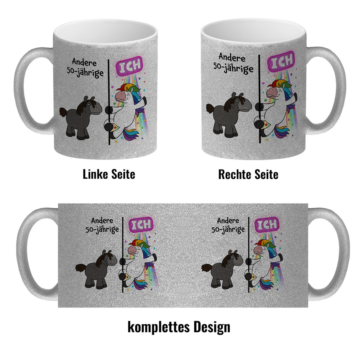50. Geburtstag Kaffeebecher mit lustigem Spruch: Einhorn