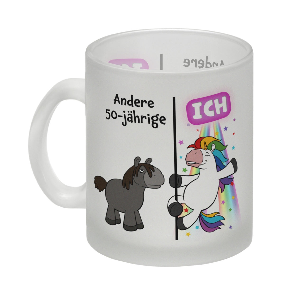 50. Geburtstag Kaffeebecher mit lustigem Spruch: Einhorn