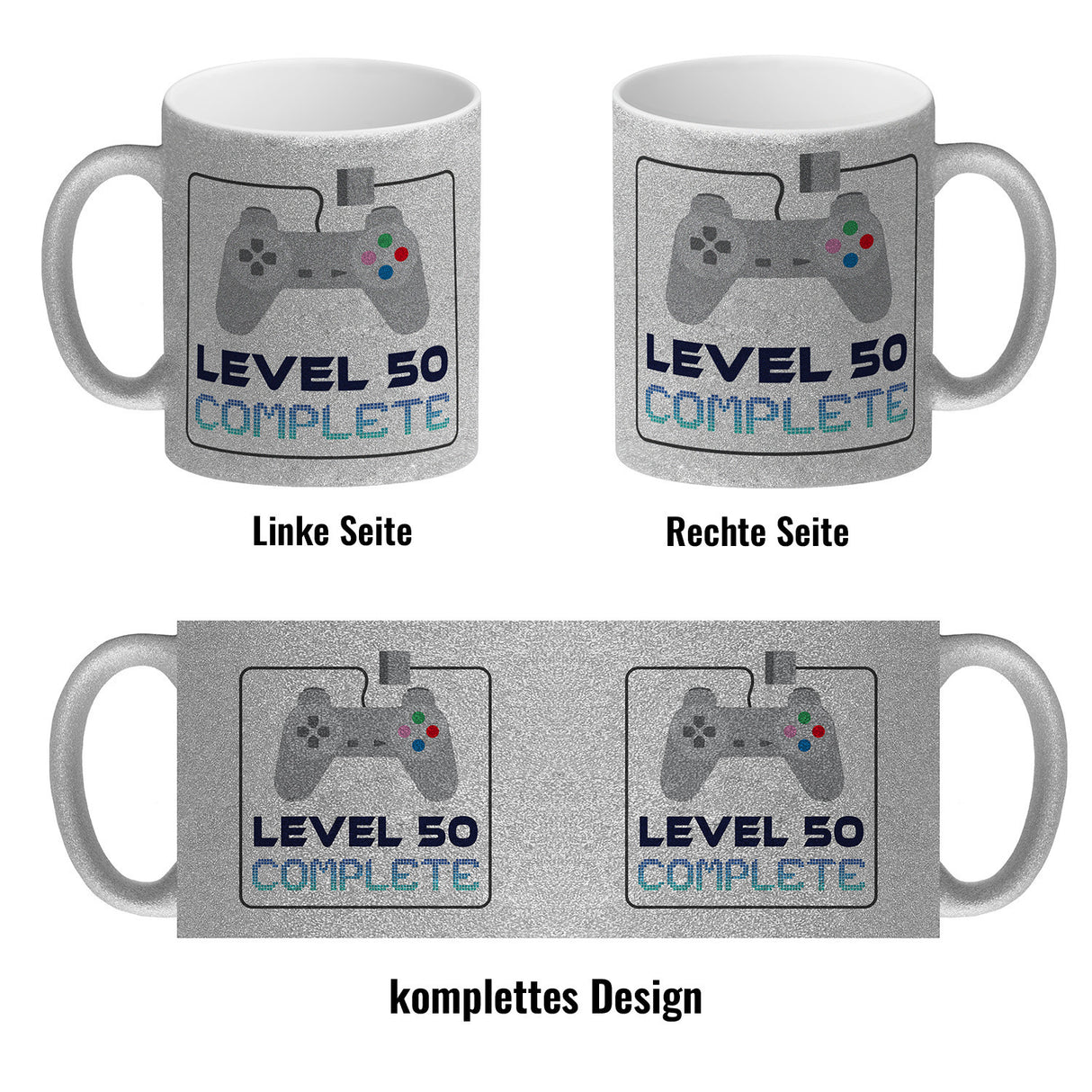 50. Geburtstag Kaffeebecher mit lustigem Spruch: Level 50
