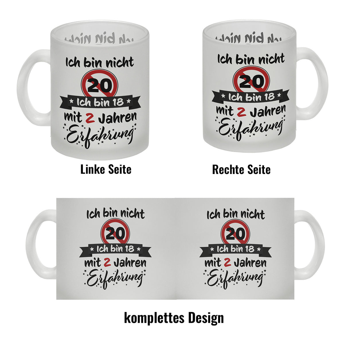 20. Geburtstag Kaffeebecher mit lustigem Spruch: 18 mit Erfahrung