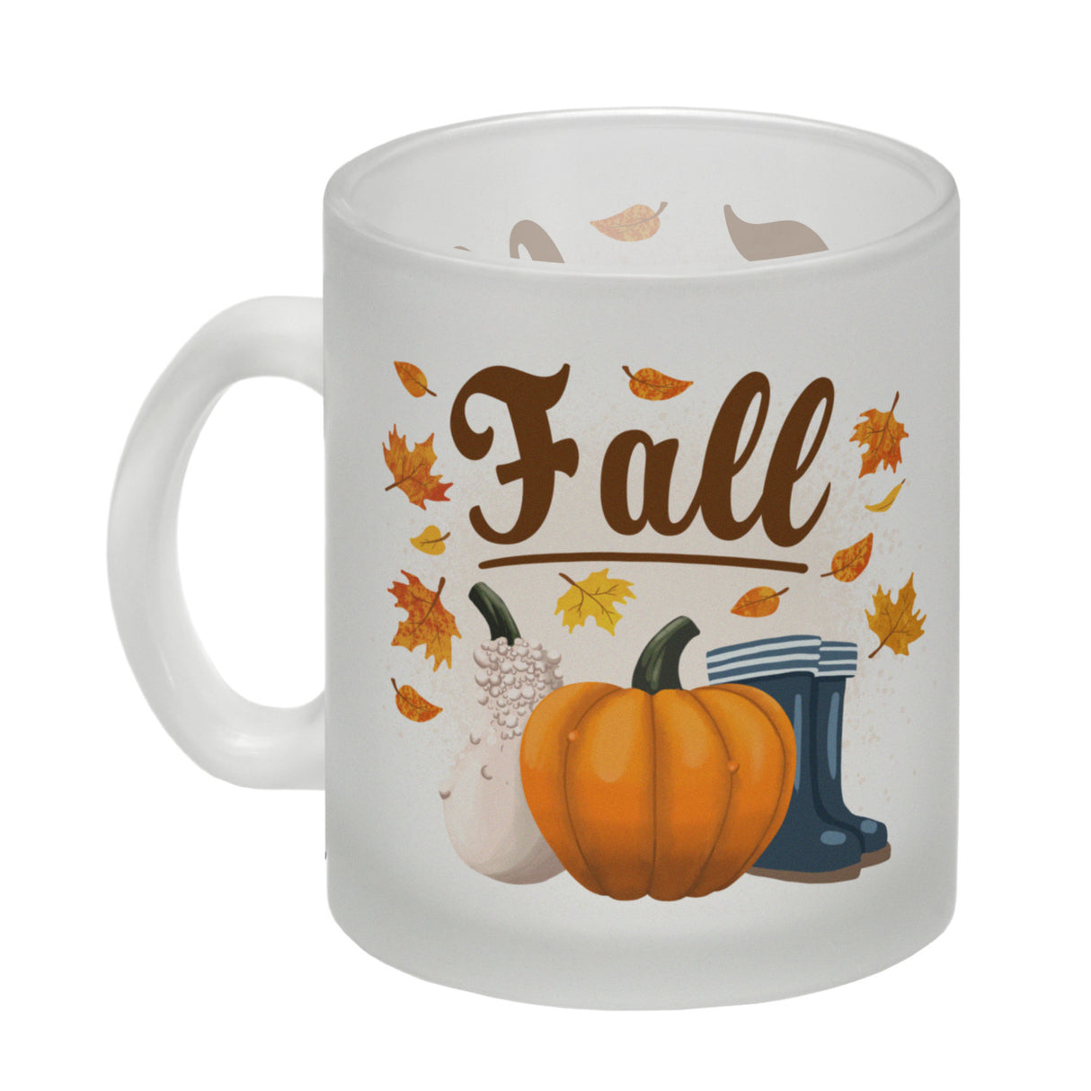 Fall Jahreszeit Herbst Kaffeebecher mit Kürbis und Laub