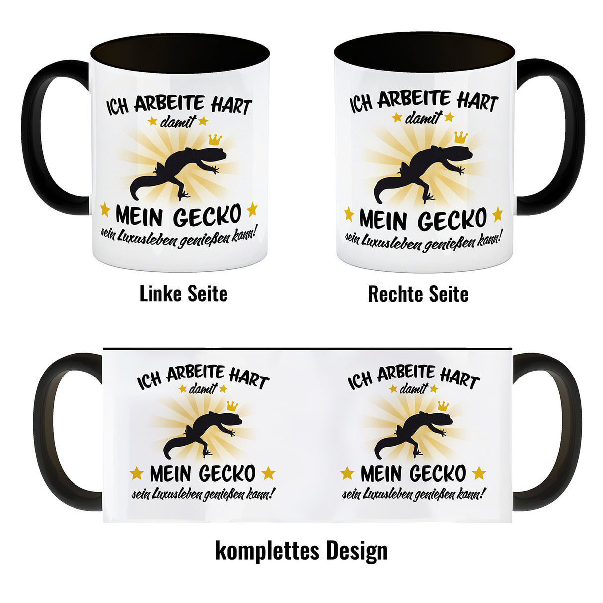 Ich arbeite hart für das Luxusleben meines Geckos Haustier Kaffeebecher