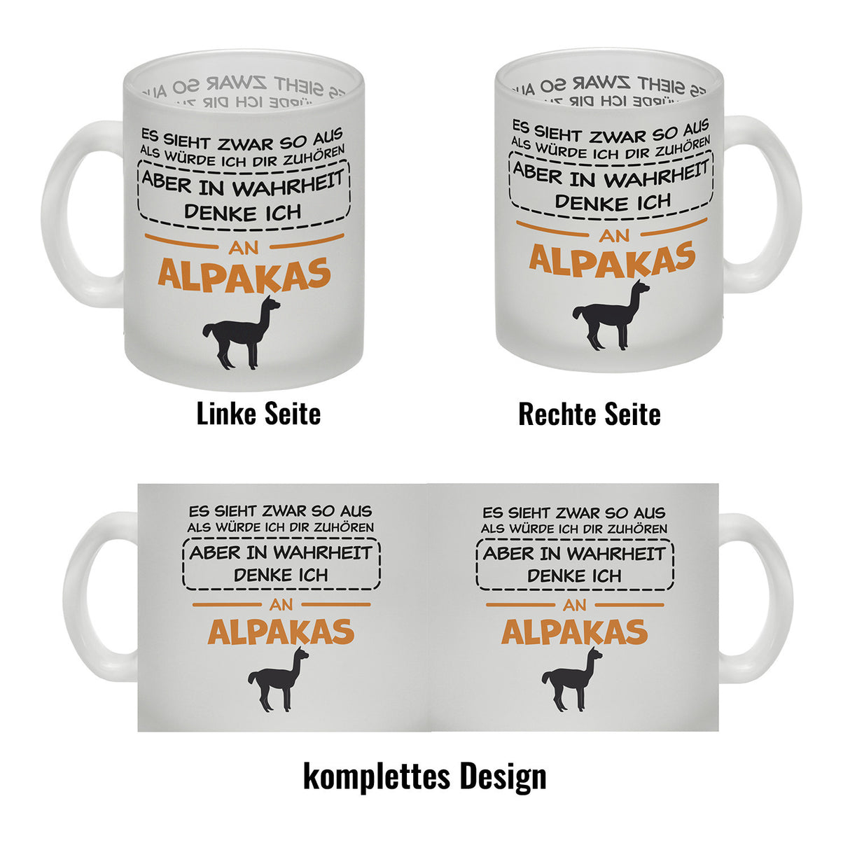 In Wahrheit denke ich an Alpakas Kaffeebecher