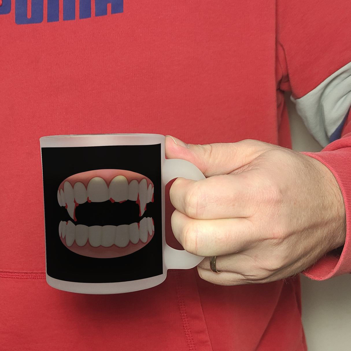 Vampirgebiss Horror Kaffeebecher für Halloween