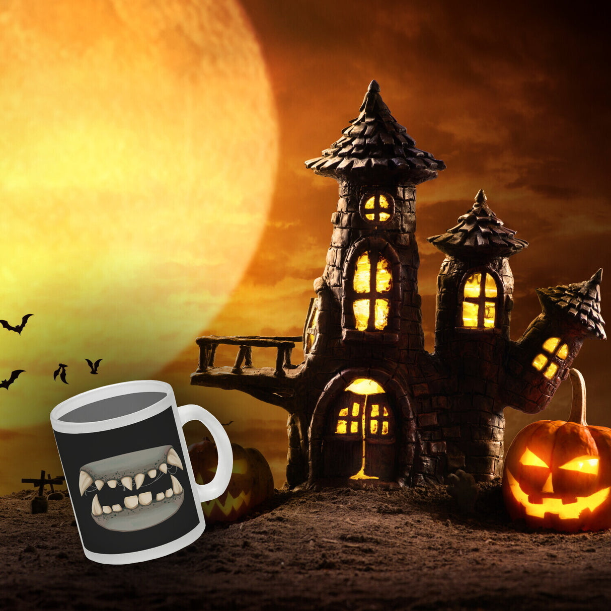 Zombiegebiss Horror Kaffeebecher für Halloween