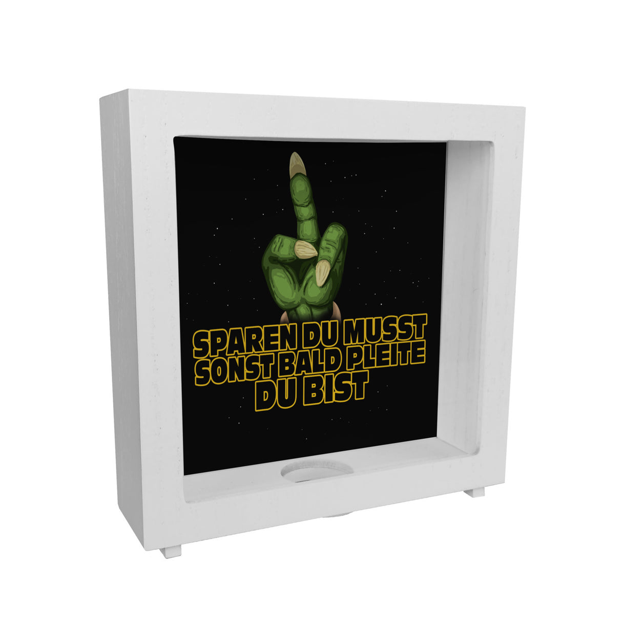Sparen du musst sonst bald pleite du bist Spardose mit Sci-Fi Motiv