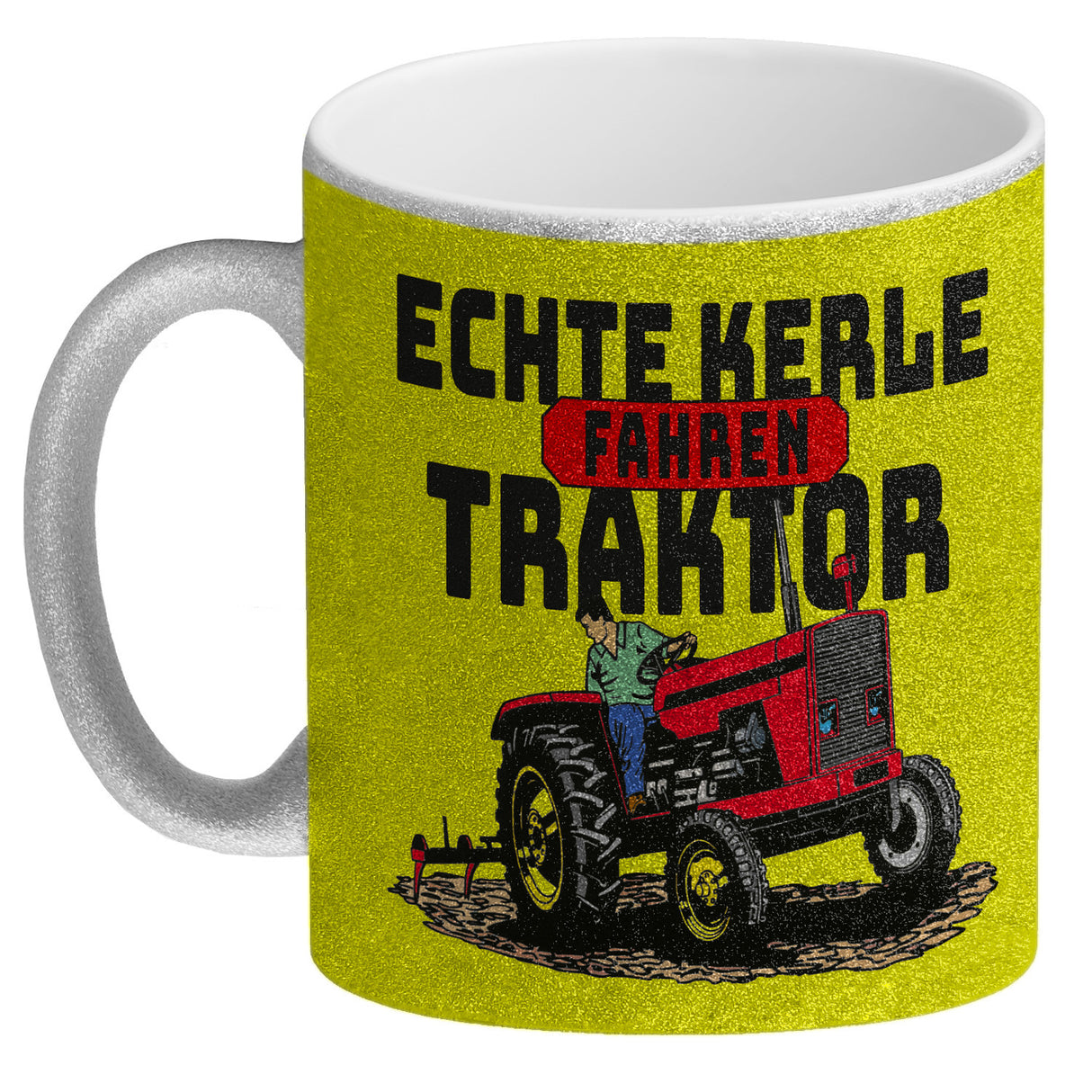 Echte Kerle fahren Traktor Kaffeebecher in braun
