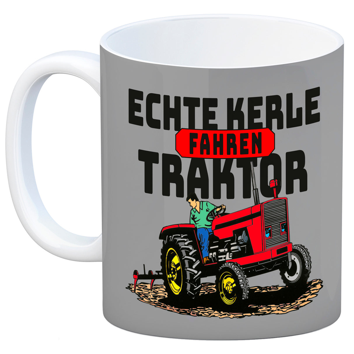 Echte Kerle fahren Traktor Kaffeebecher in braun