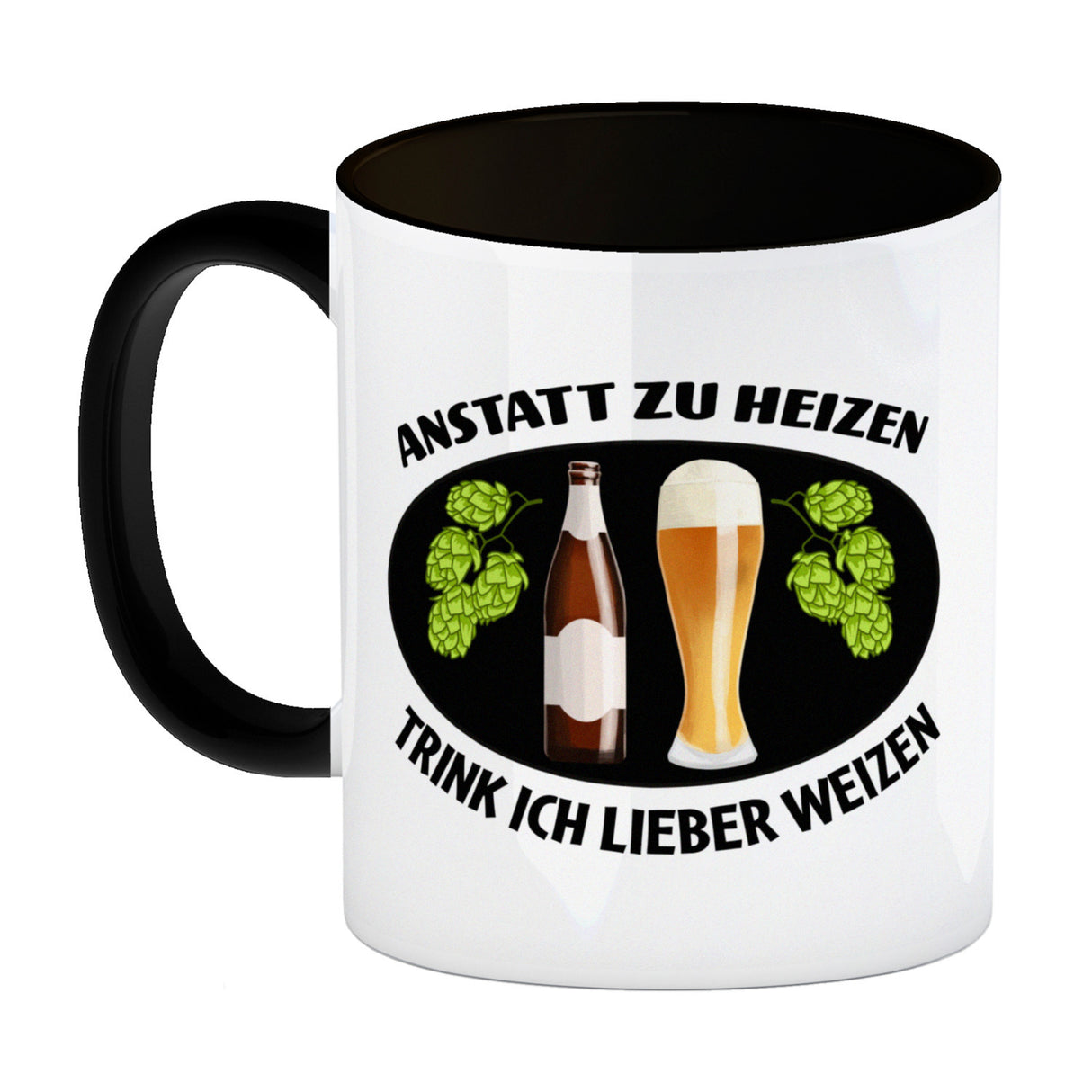 Anstatt zu heizen trink ich lieber Weizen Kaffeebecher