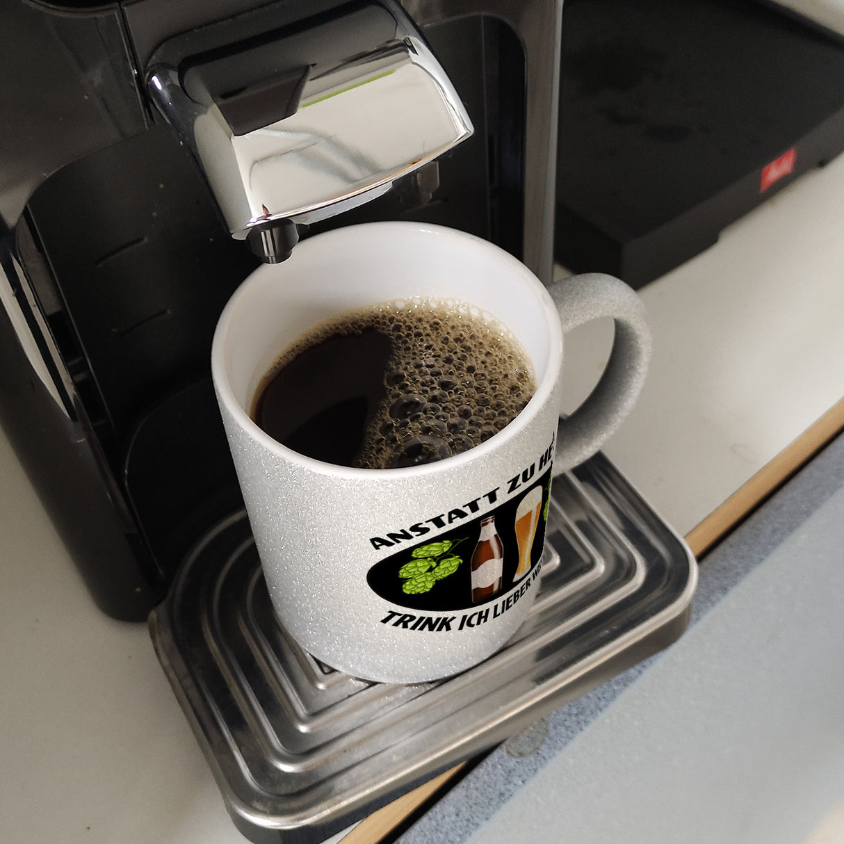 Anstatt zu heizen trink ich lieber Weizen Kaffeebecher