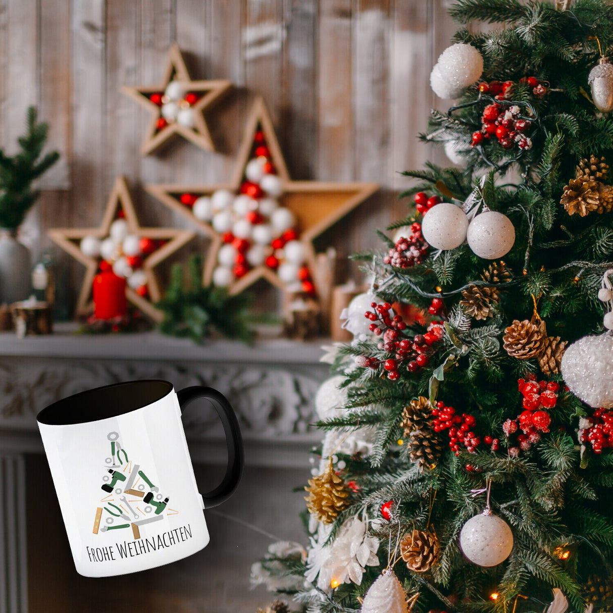 Frohe Weihnachten Handwerker Kaffeebecher