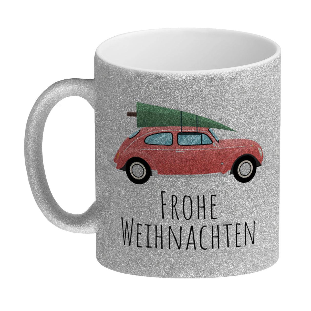 Frohe Weihnachten Auto mit Tannenbaum Kaffeebecher