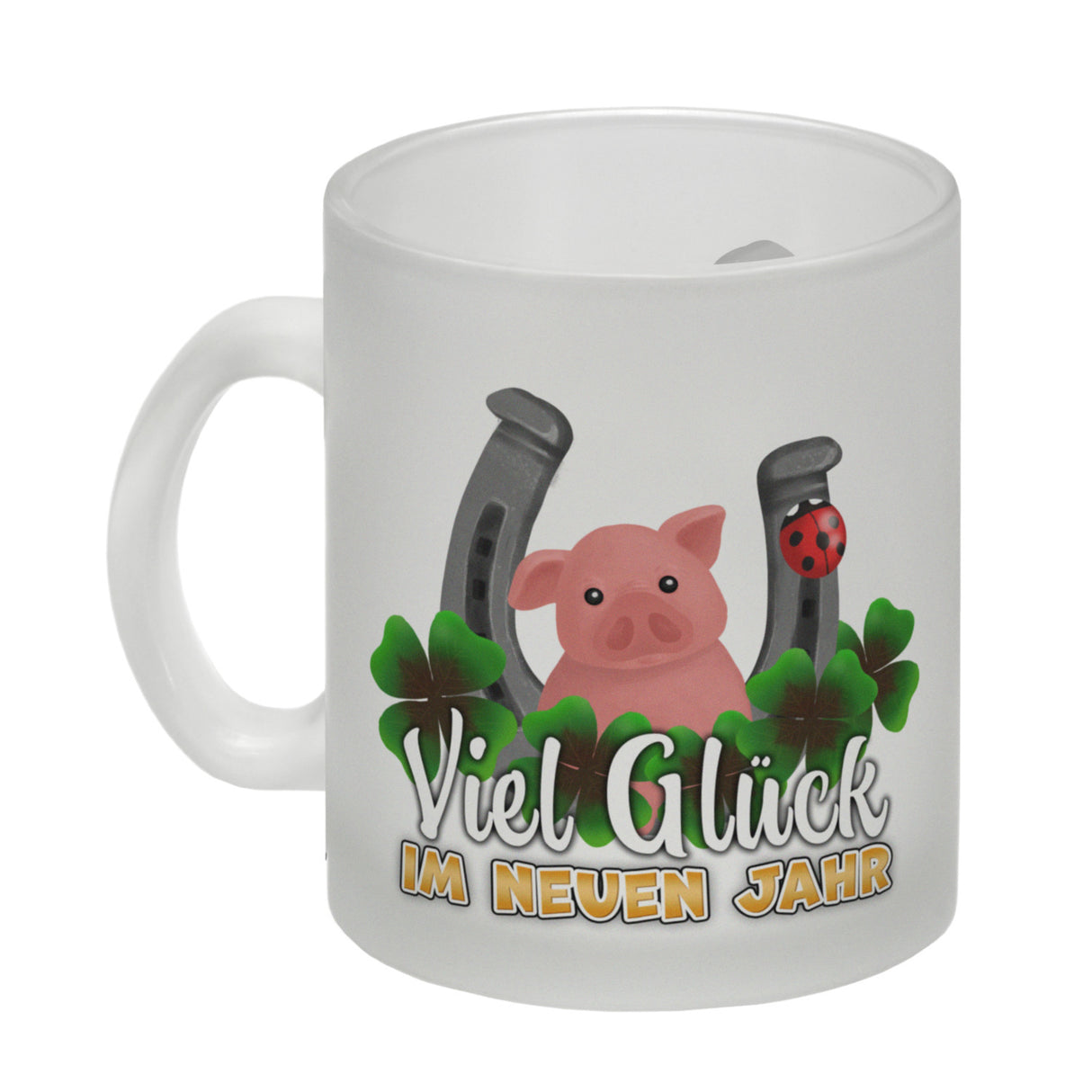 Viel Glück im neuen Jahr Kaffeebecher mit Glücksbringern