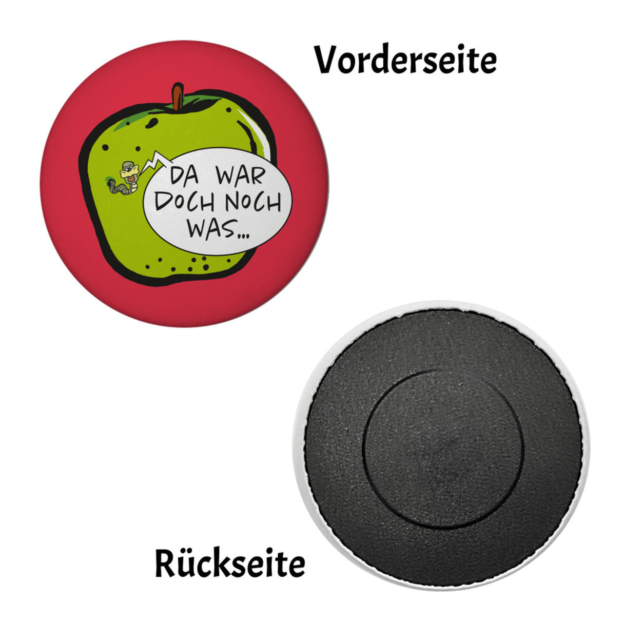 Wurm im Apfel Notizzettel Magnet mit weißem Hintergrund