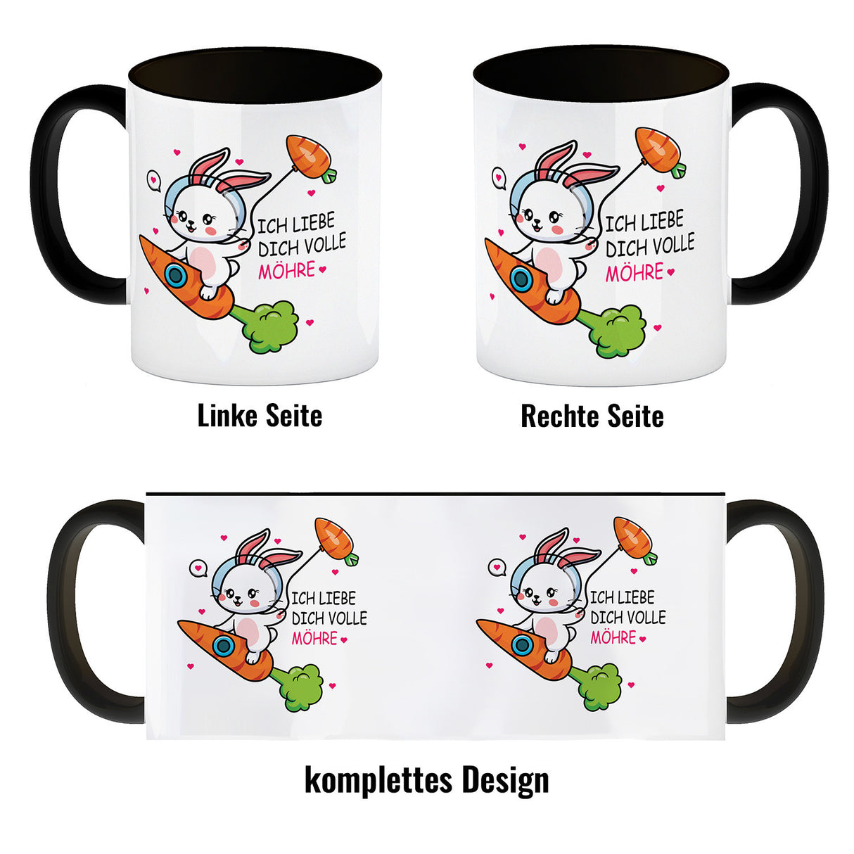 Ich liebe dich volle Möhre Häschen Kaffeebecher
