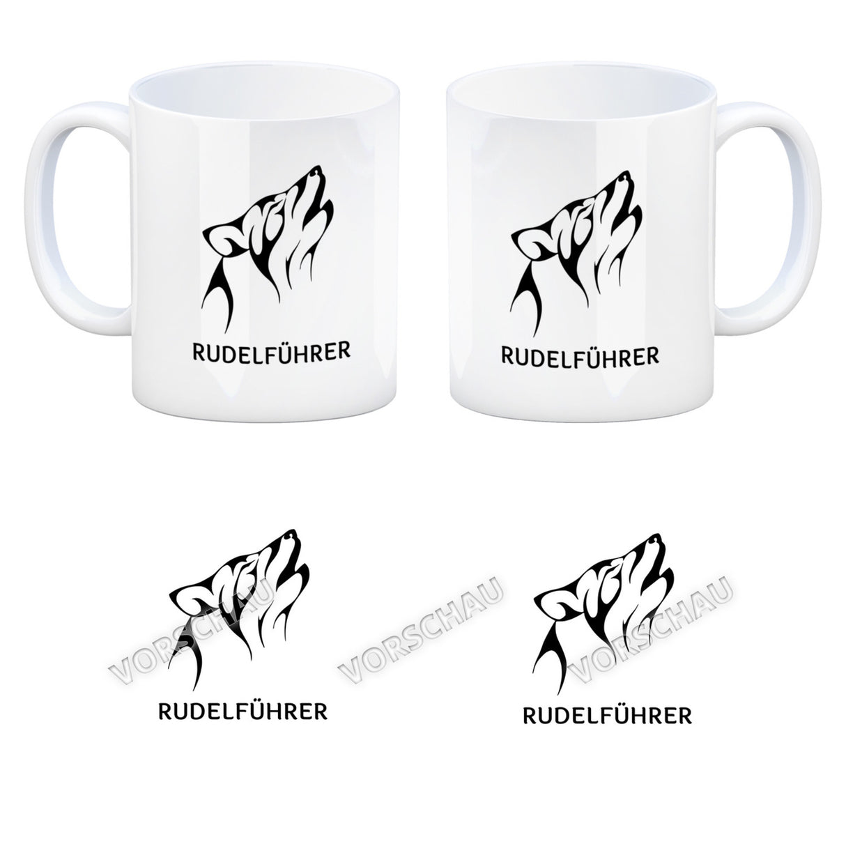 Rudelführer Pfotenabdruck Kaffeebecher mit Wolf Motiv