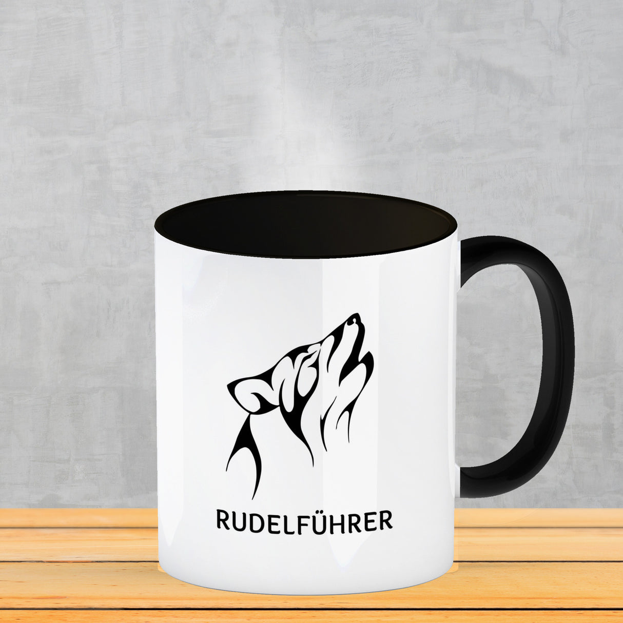 Rudelführer Pfotenabdruck Kaffeebecher mit Wolf Motiv