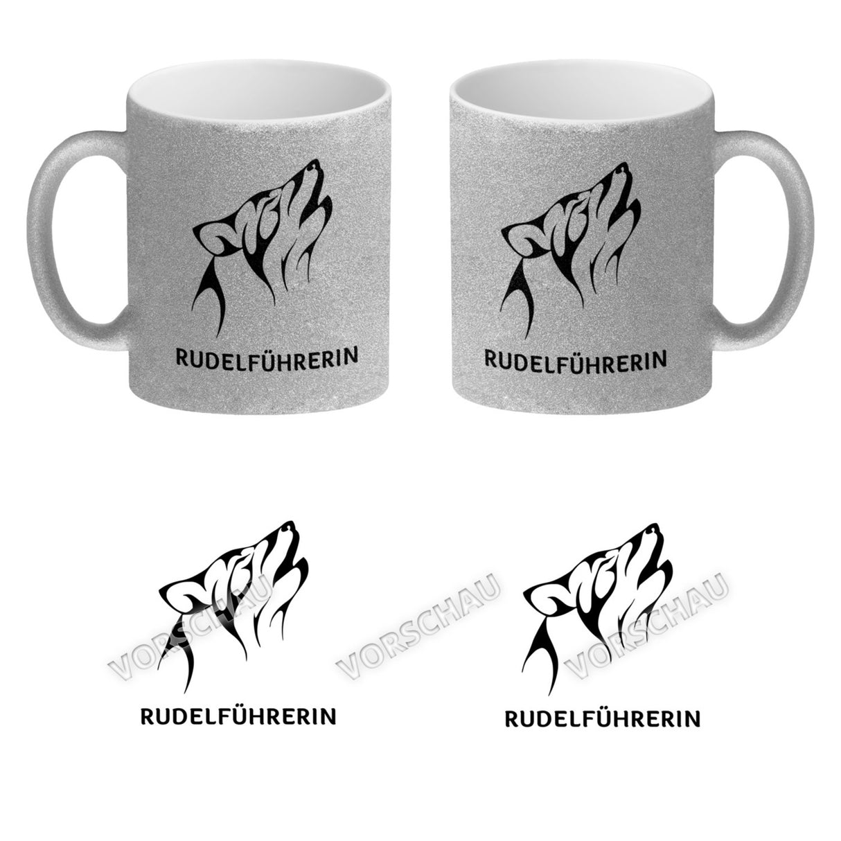 Rudelführerin Wolf Kaffeebecher mit Pfotenabdruck Motiv