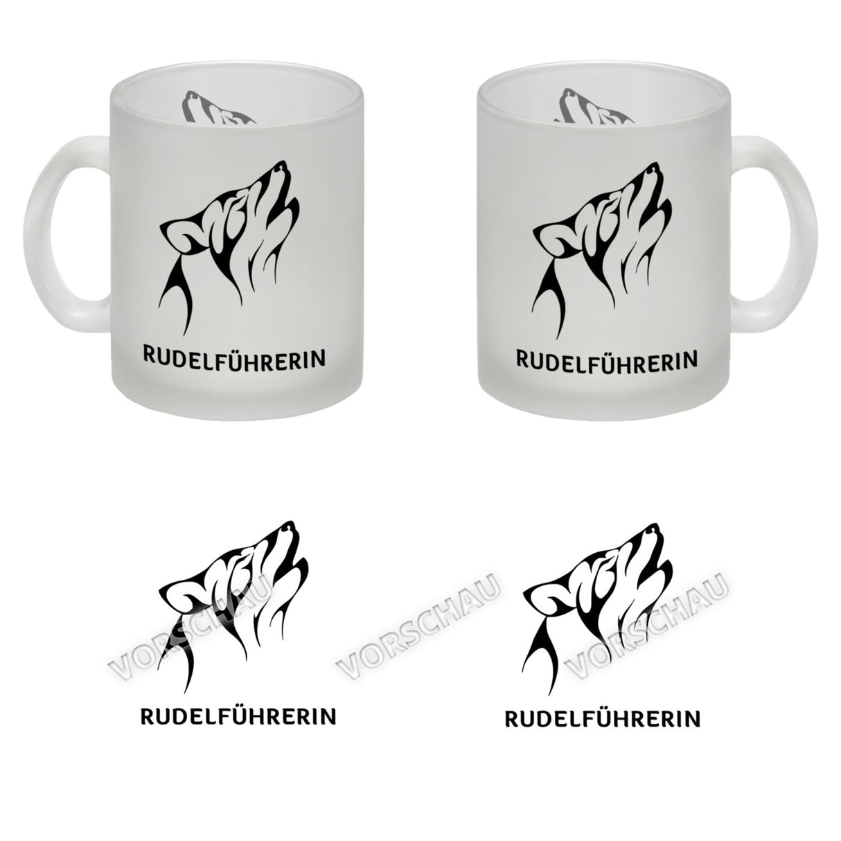 Rudelführerin Wolf Kaffeebecher mit Pfotenabdruck Motiv