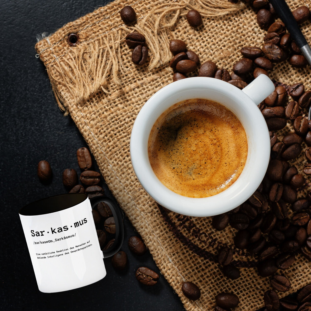 Sarkasmus Definiton Kaffeebecher mit Spruch