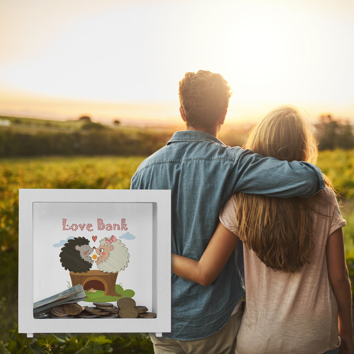 Igel Spardose mit Spruch Love Bank