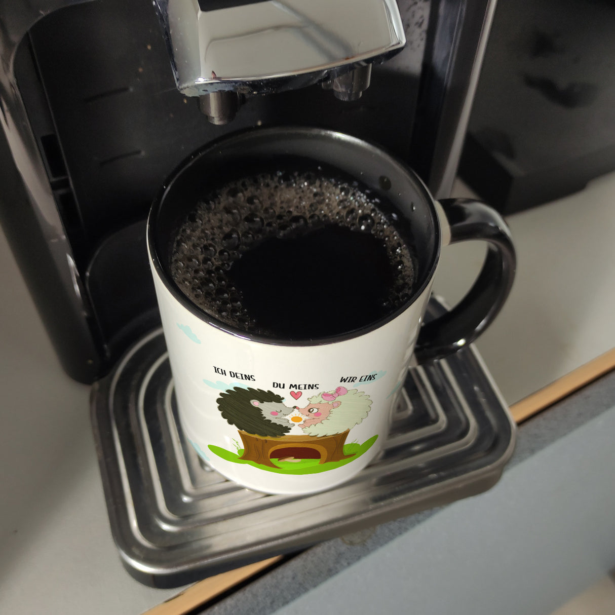 Igel Pärchen Kaffeebecher mit Spruch Ich deins du meins wir eins