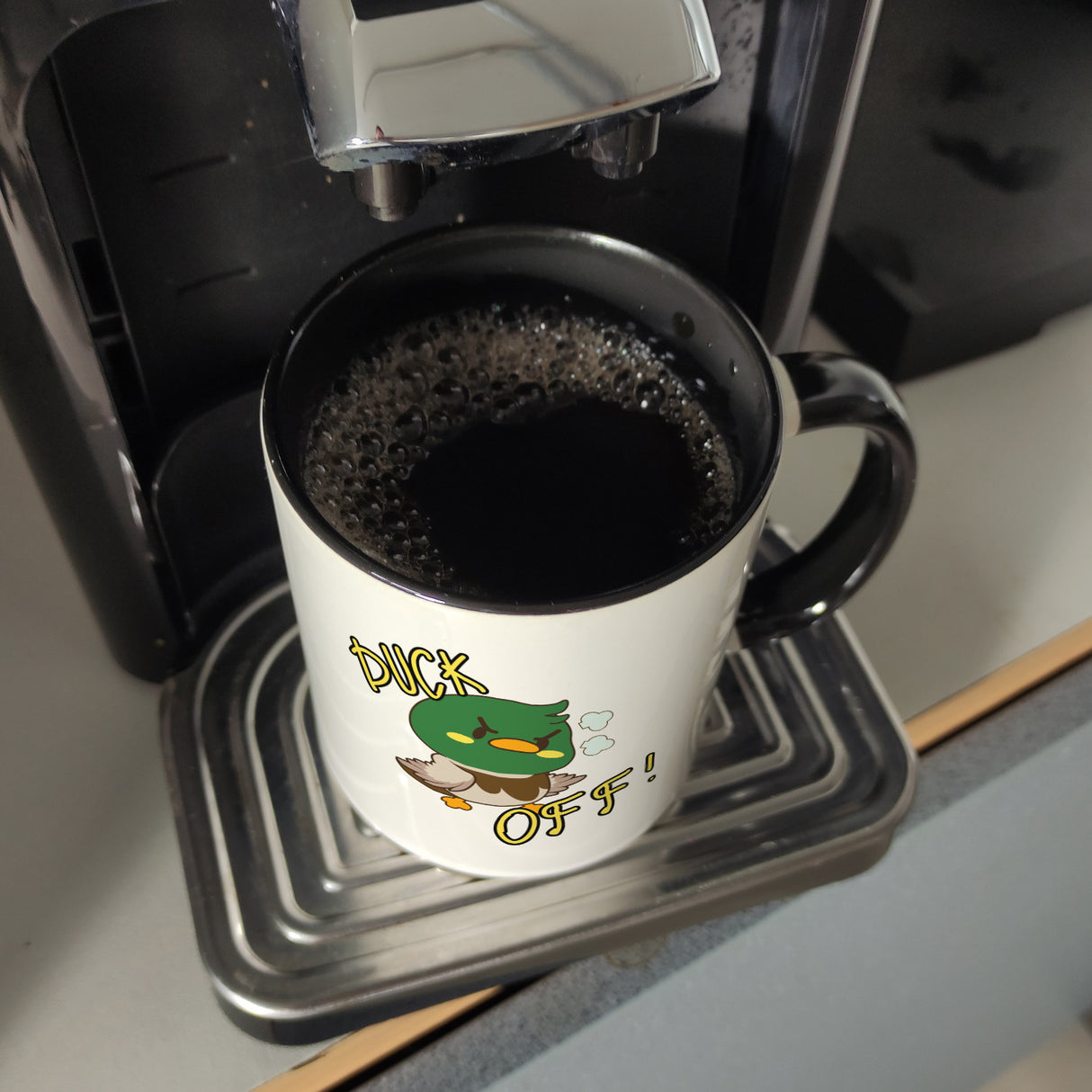 Enten Kaffeebecher mit Spruch DUCK OFF!