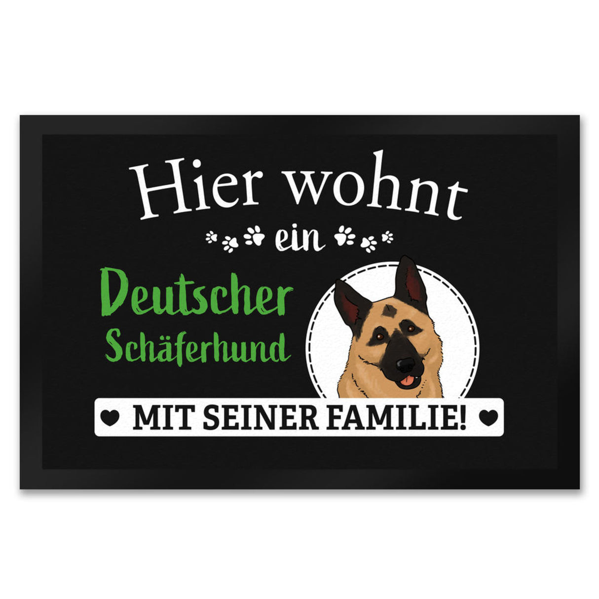 Hier wohnt ein Golden Retriever mit seiner Familie Fußmatte