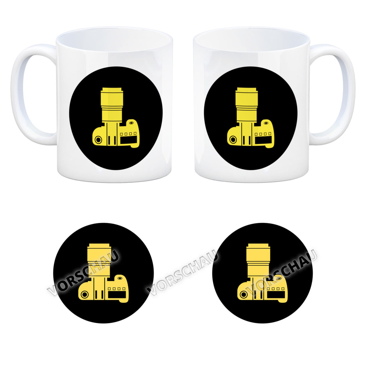 Fotografie Kaffeebecher mit Kamera Motiv