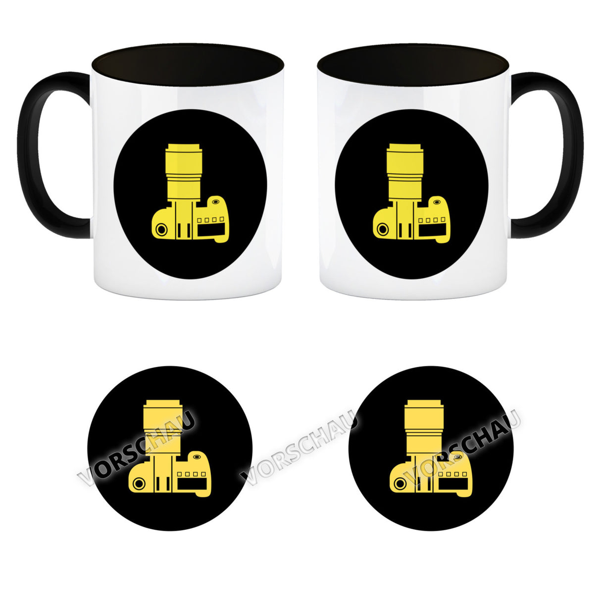 Fotografie Kaffeebecher mit Kamera Motiv