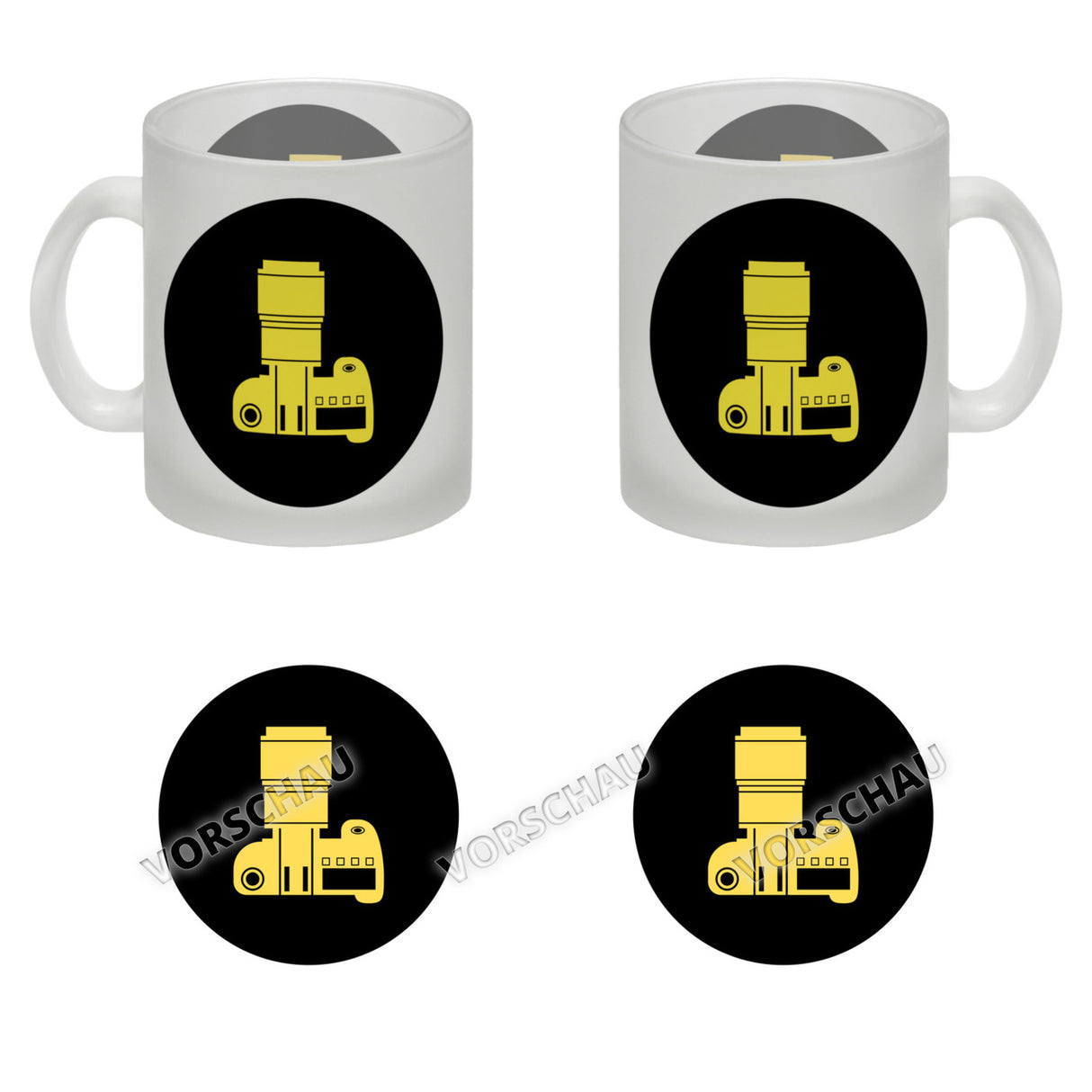 Fotografie Kaffeebecher mit Kamera Motiv