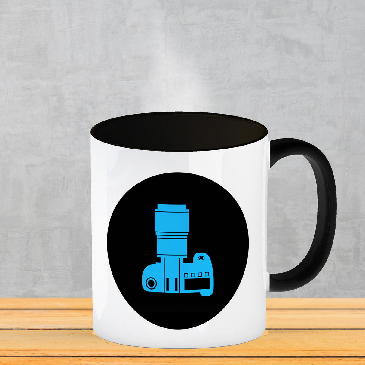 Fotografie Kaffeebecher mit Kamera Motiv