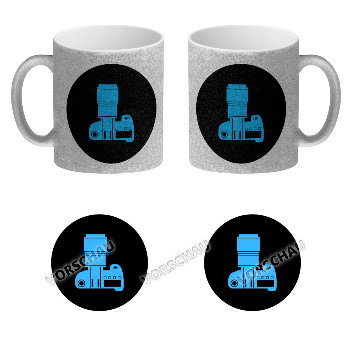 Fotografie Kaffeebecher mit Kamera Motiv