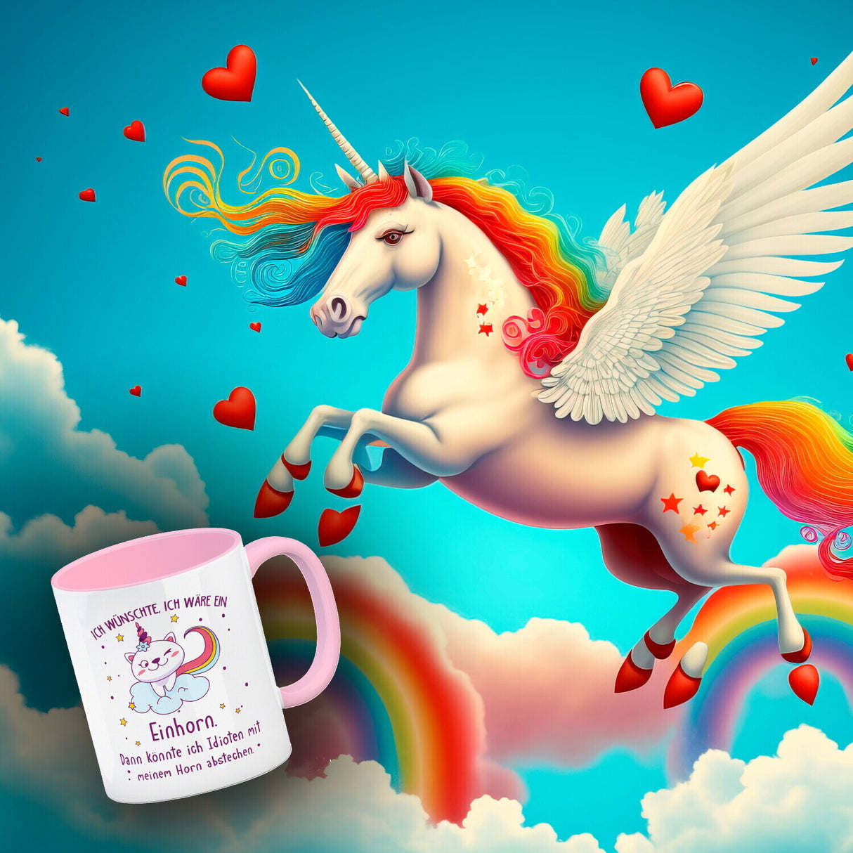 Katzen-Einhorn Kaffeebecher : Ich wünschte ich wäre ein Einhorn