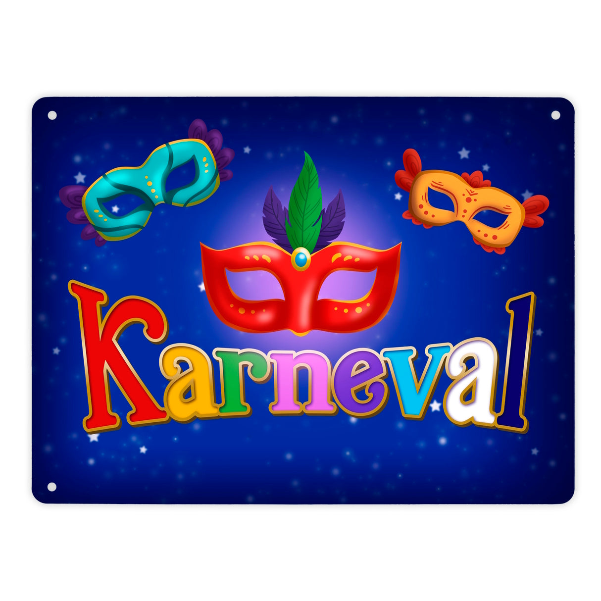 Kölner Karneval Metallschild mit bunten Ballmasken