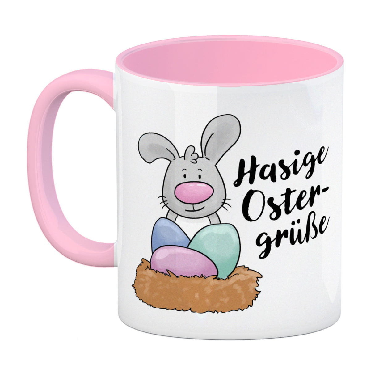 Hasige Ostergrüße Kaffeebecher mit niedlichem Osterhasen
