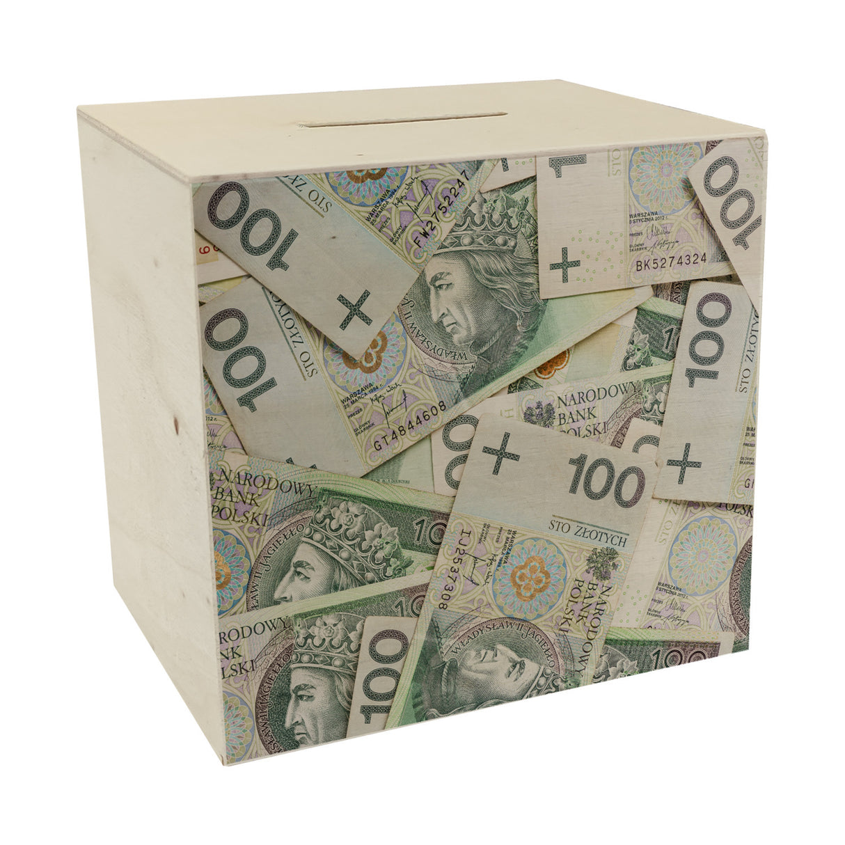 Zloty Spardose für Geldscheine und Münzen