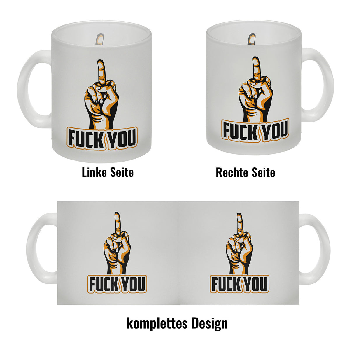 Fuck You Kaffeebecher mit Mittelfinger Motiv