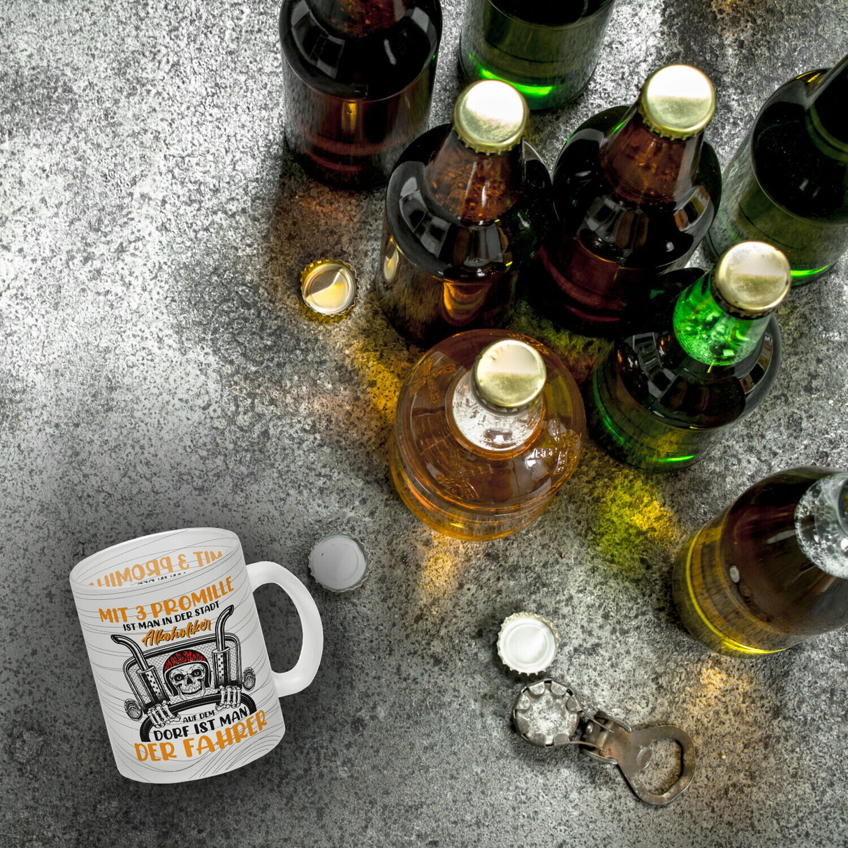 Dorfkind Kaffeebecher mit Spruch Mit 3 Promille ist man der Fahrer