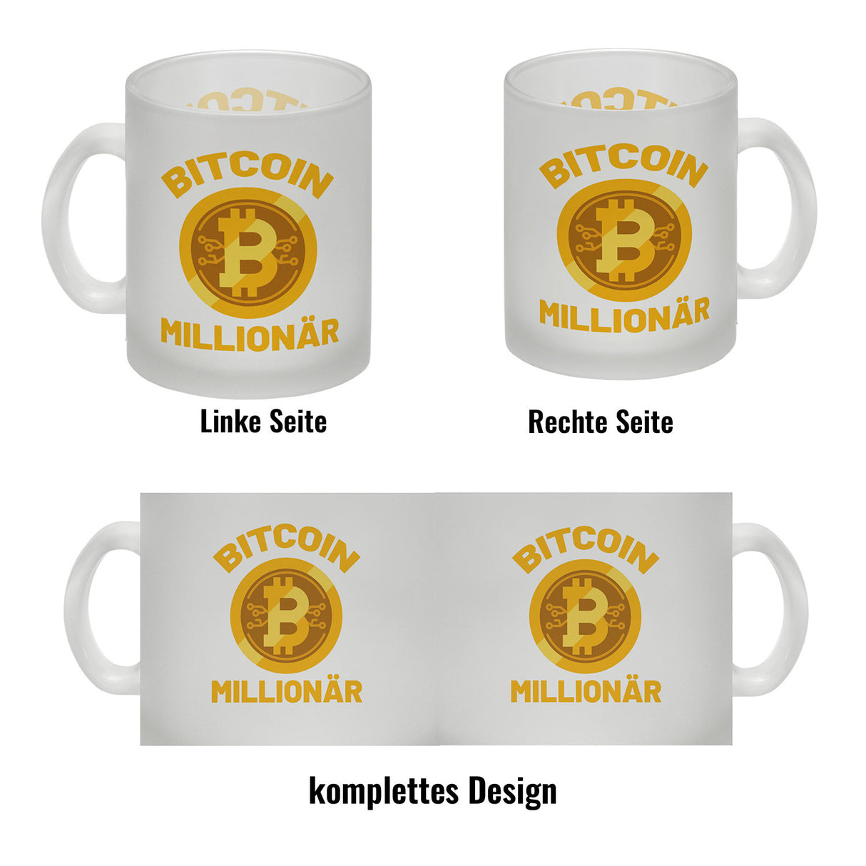 Bitcoin Millionär Kaffeebecher mit Kryptowährung