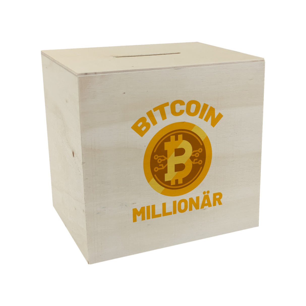 Bitcoin Millionär Spardose mit grünem Hintergrund und Kryptowährung