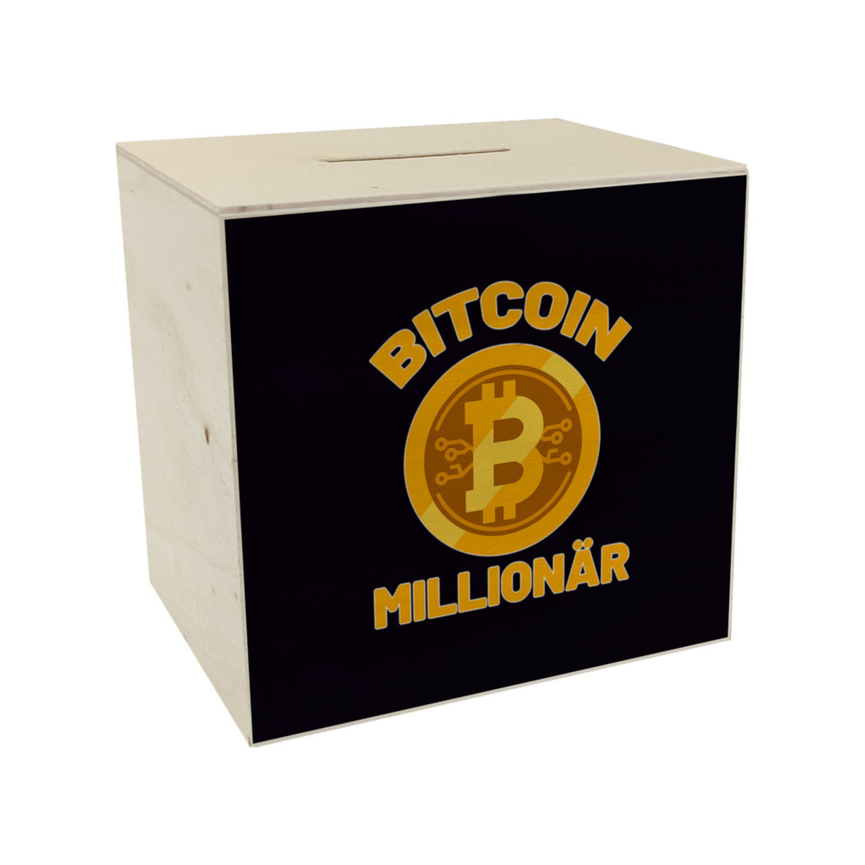 Bitcoin Millionär Spardose mit grünem Hintergrund und Kryptowährung