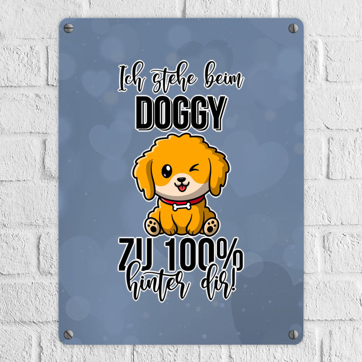 Doggy Style Metallschild in 15x20 cm in Pink Ich stehe beim Doggy zu 100 % hinter dir