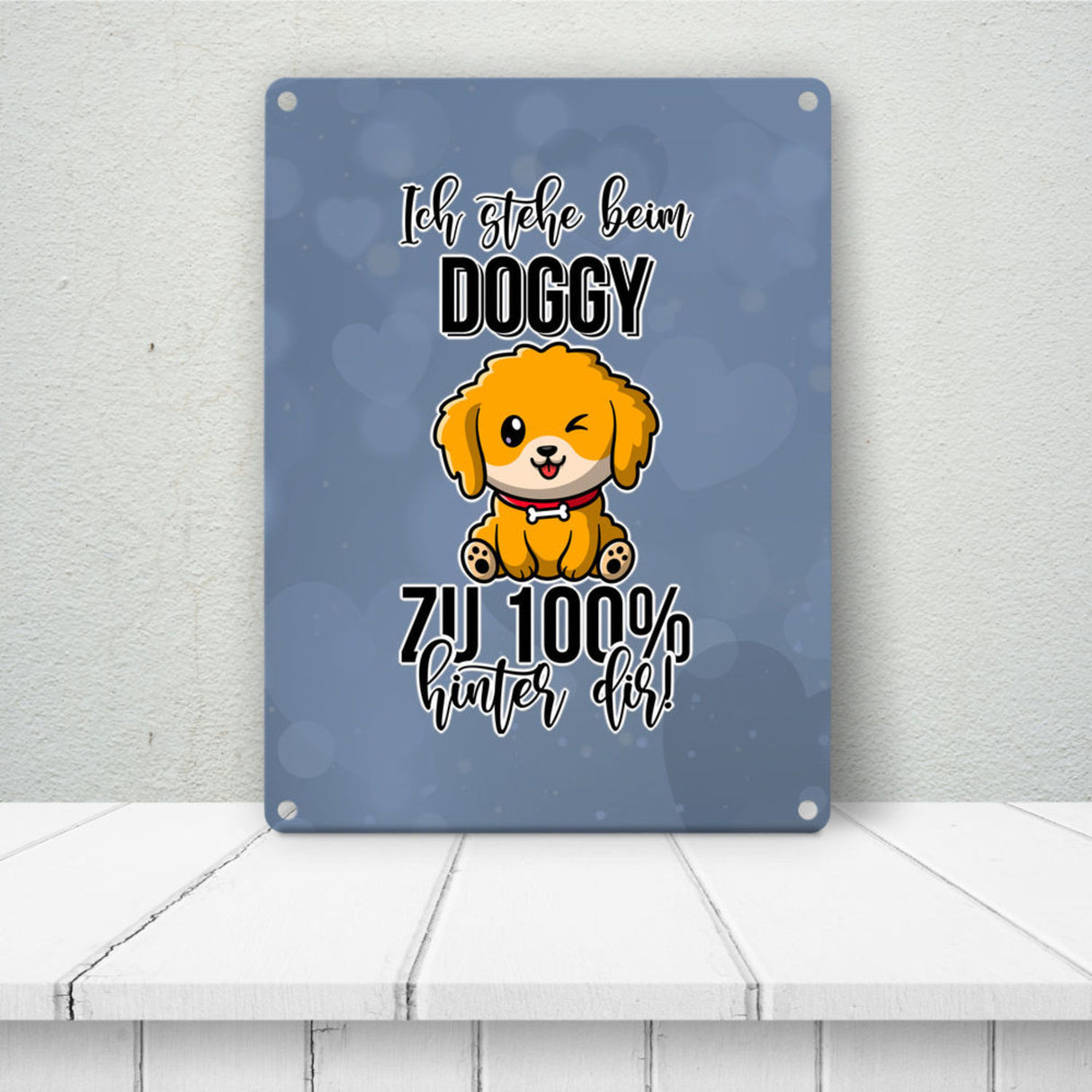 Doggy Style Metallschild in 15x20 cm in Pink Ich stehe beim Doggy zu 100 % hinter dir