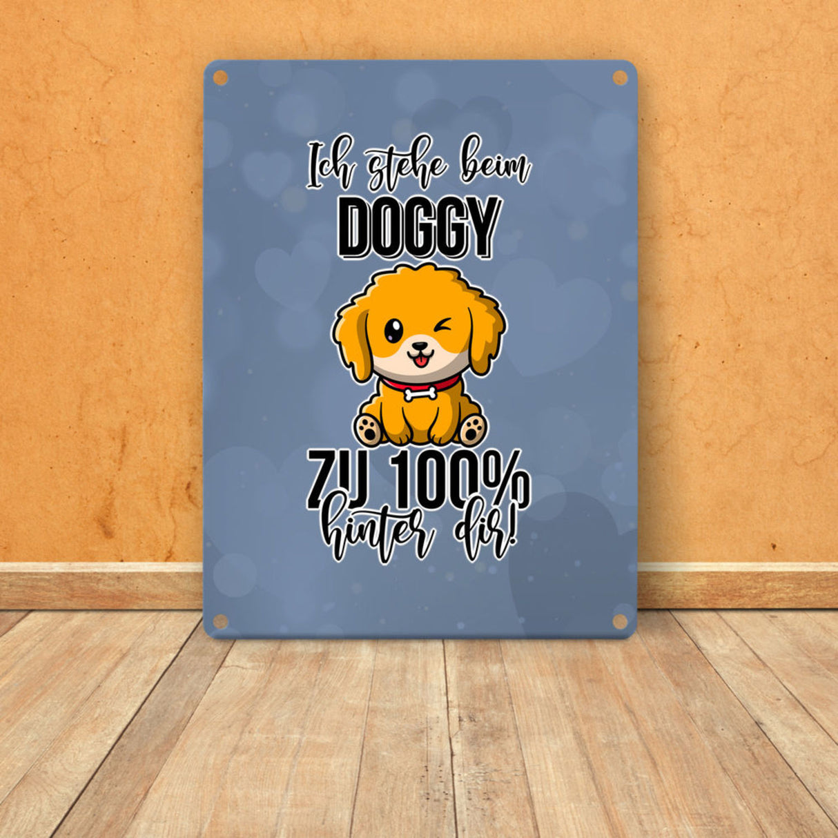 Doggy Style Metallschild in 15x20 cm in Pink Ich stehe beim Doggy zu 100 % hinter dir