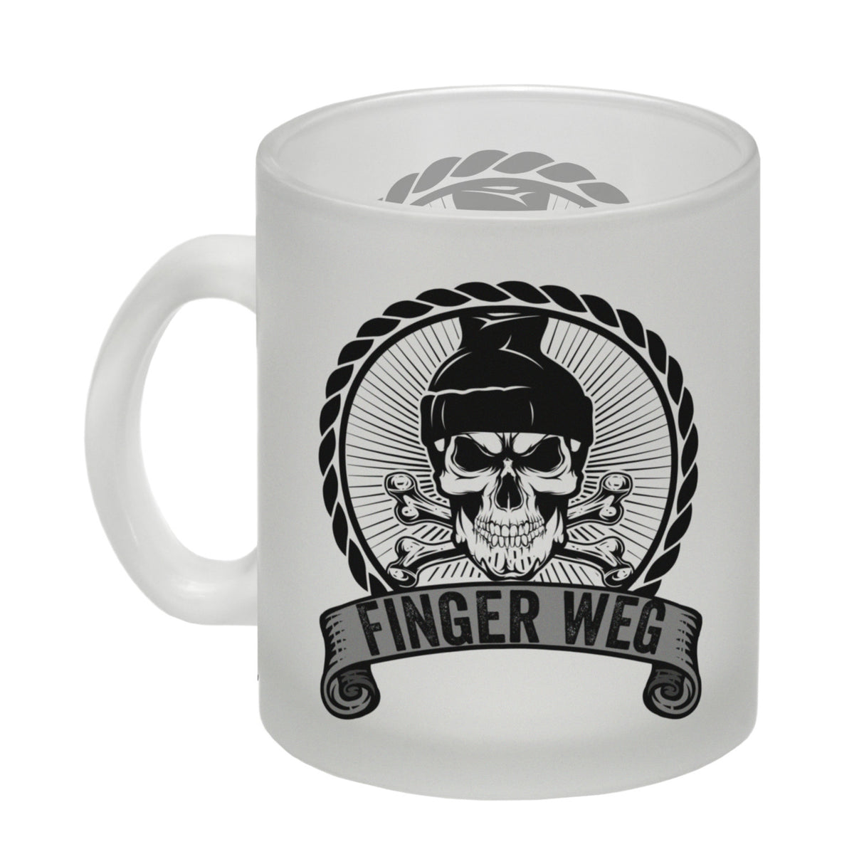 Totenkopf Finger Weg Kaffeebecher mit Banderole