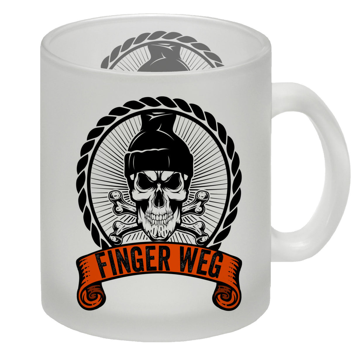 Totenkopf Finger Weg Kaffeebecher mit Banderole