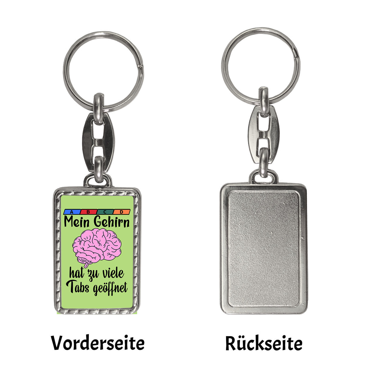 Gehirn Schlüsselanhänger mit Spruch für Vielarbeiter